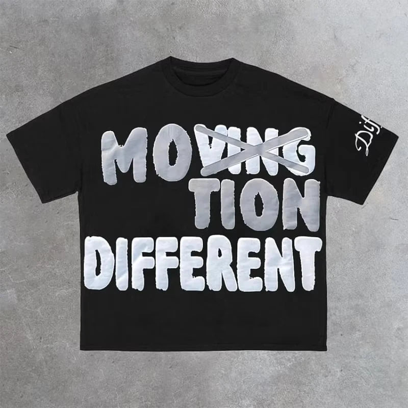 Vintage Motion Different Graphic 100% Cotton Short Sleeve T-Shirt Men