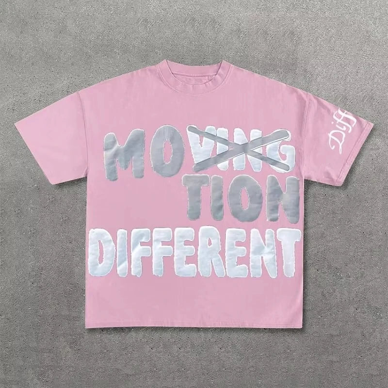 Vintage Motion Different Graphic 100% Cotton Short Sleeve T-Shirt Men