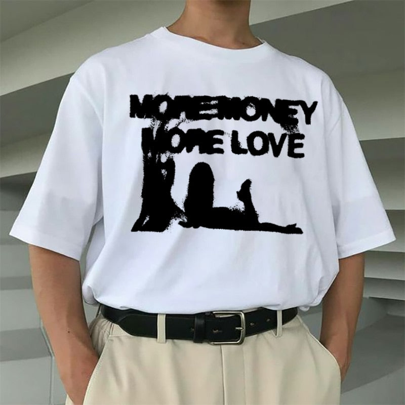 Men Tshirt Oversized Cotton Letter Y2k Streetwear Hip Hop Korean