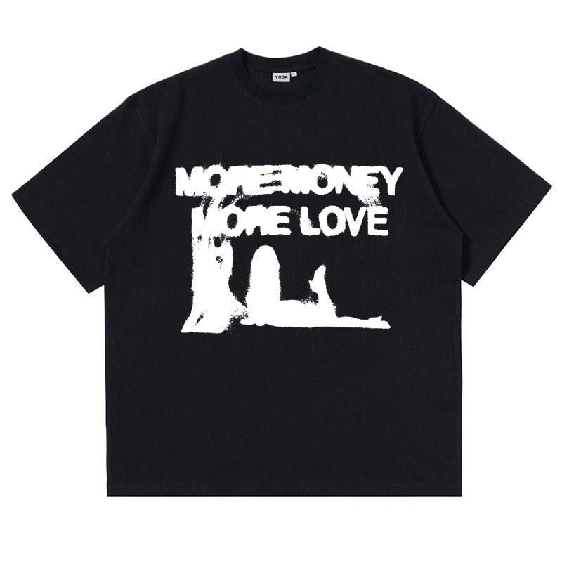 Men Tshirt Oversized Cotton Letter Y2k Streetwear Hip Hop Korean