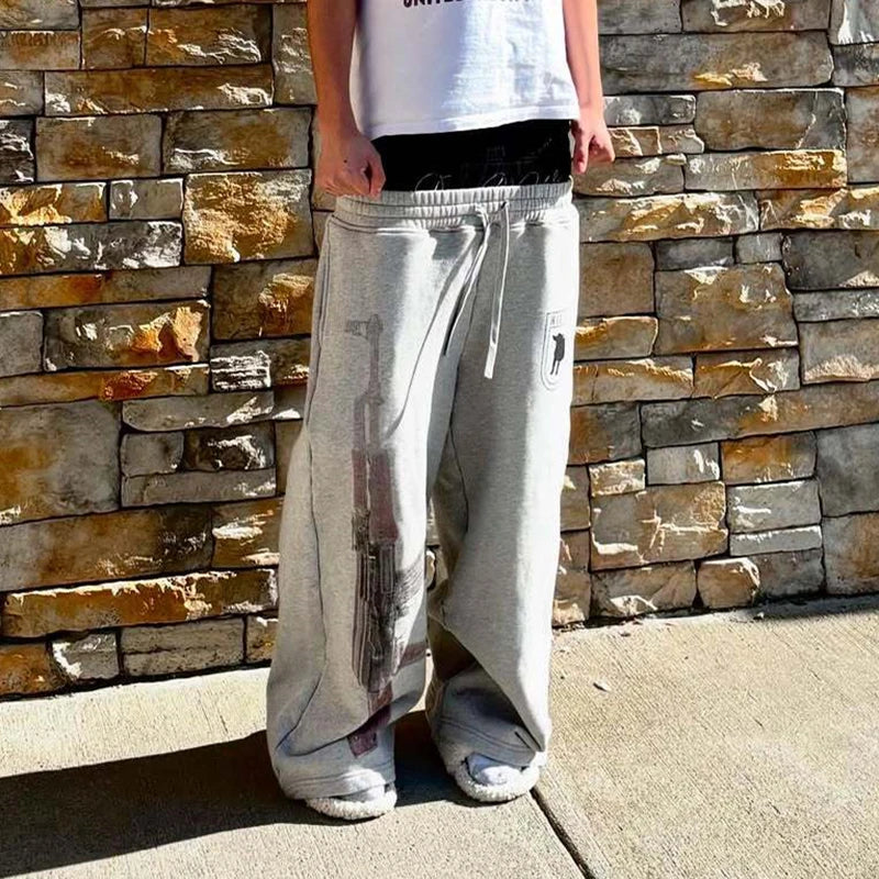 Y2K High-Waisted Printed Embroidered Street Guard Pants Spring Summer