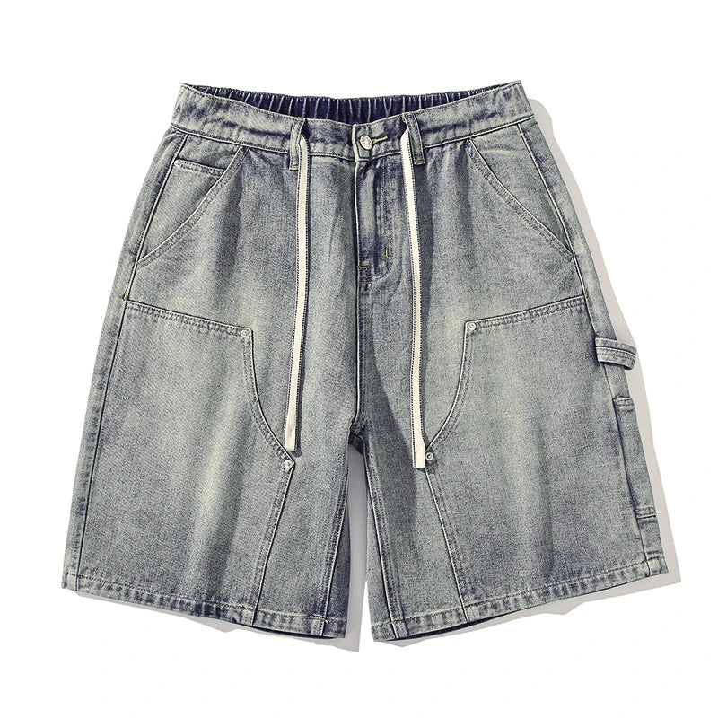 Fashion Streetwear Men's Denim Shorts Summer Loose Vintage Harajuku