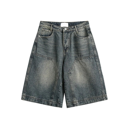 Y2K Vintage Baggy Jean Shorts Womens Washed Wide Leg Capri Pants