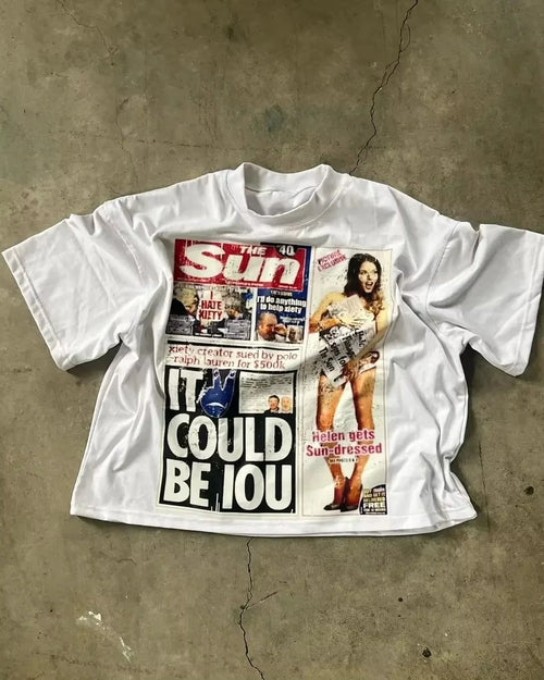 Summer American Alphabet Print Graphic T-shirt Y2k Top Oversized