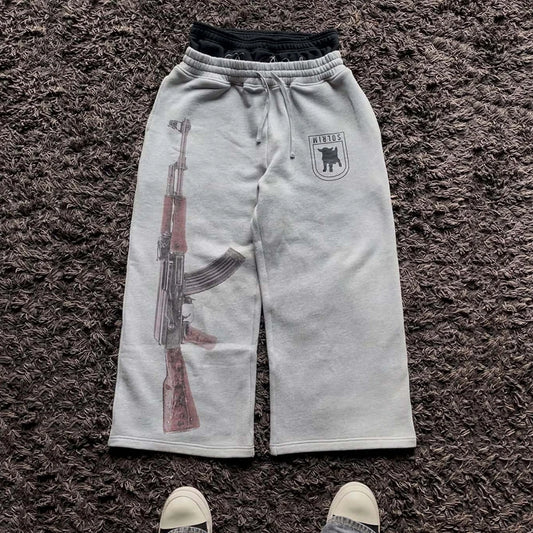 Y2K High-Waisted Printed Embroidered Street Guard Pants Spring Summer
