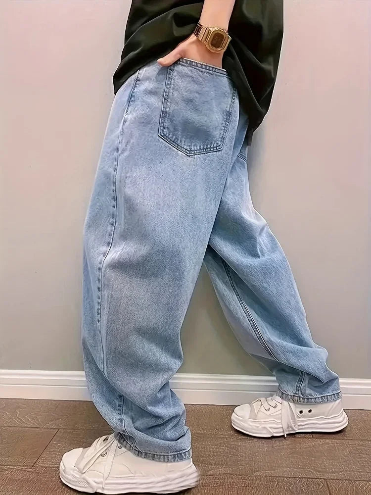 Plus Size 3XL Spring Autumn Baggy Jeans Men Fashion Oversize Casual