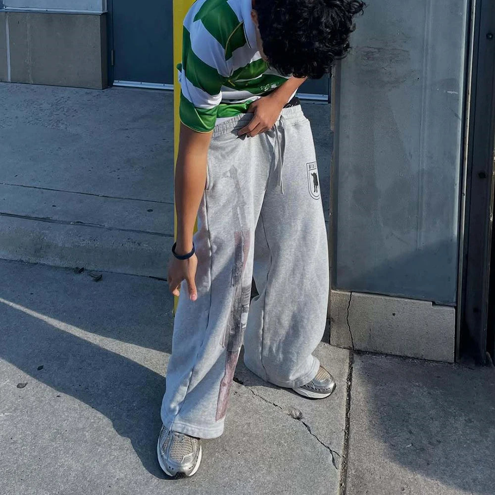 Y2K High-Waisted Printed Embroidered Street Guard Pants Spring Summer