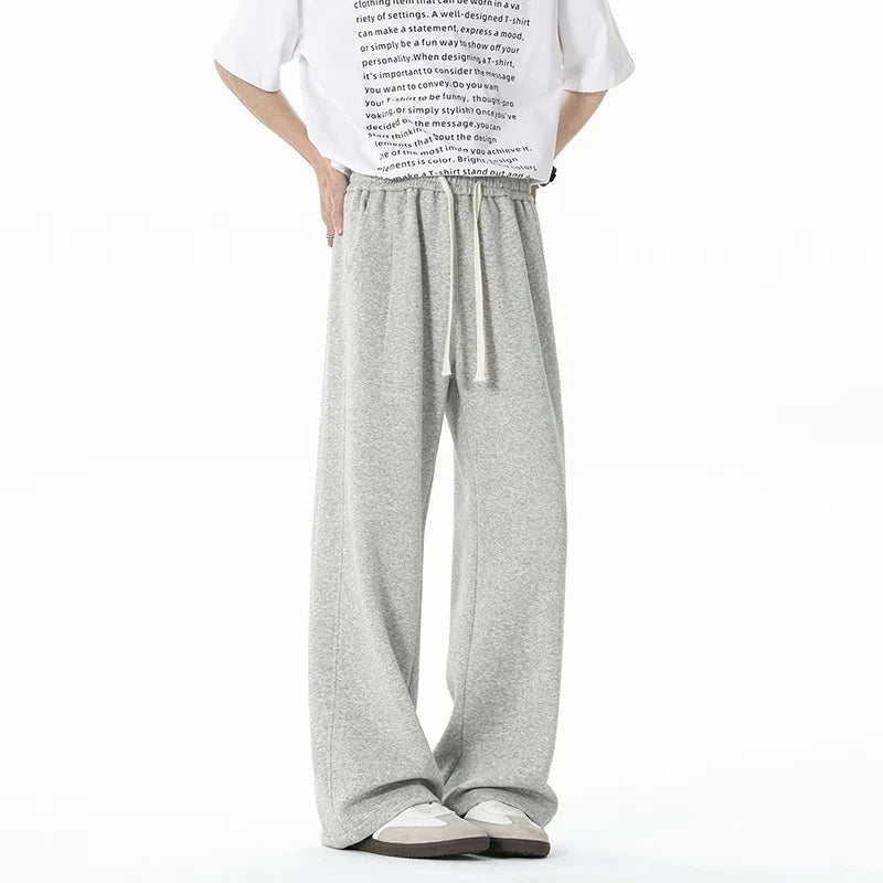 Spring Men's Pants Wide Leg Cotton Fabric Straight Outdoor Sports