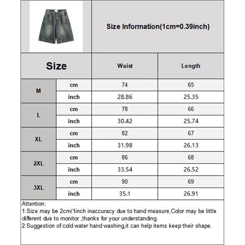 Y2K Vintage Baggy Jean Shorts Womens Washed Wide Leg Capri Pants