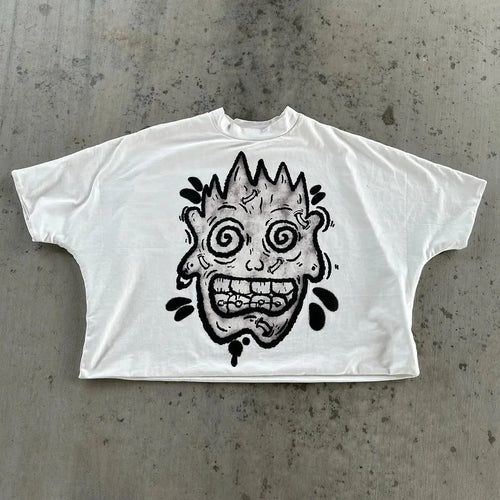 Y2K Vintage Clothing Retro Classic Graphic Printed Loose Short Sleeve