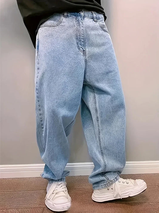 Plus Size 3XL Spring Autumn Baggy Jeans Men Fashion Oversize Casual