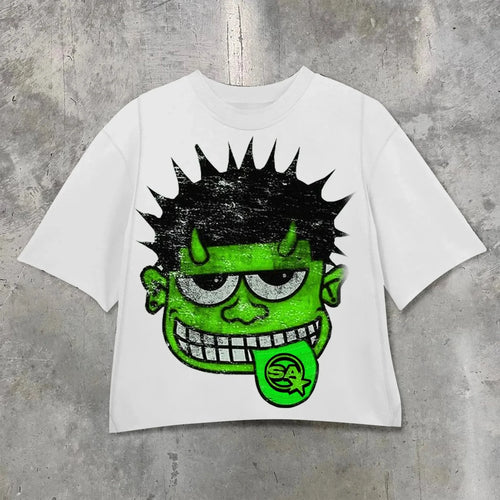 Y2K Vintage Clothing Retro Classic Graphic Printed Loose Short Sleeve