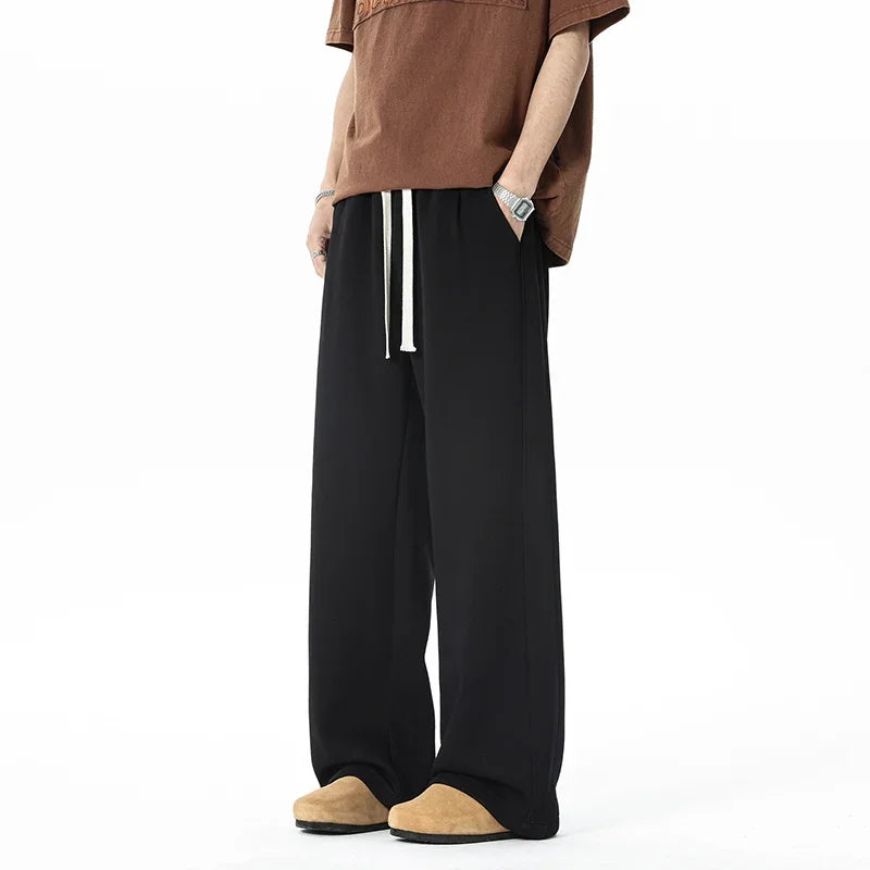 Spring Men's Pants Wide Leg Cotton Fabric Straight Outdoor Sports