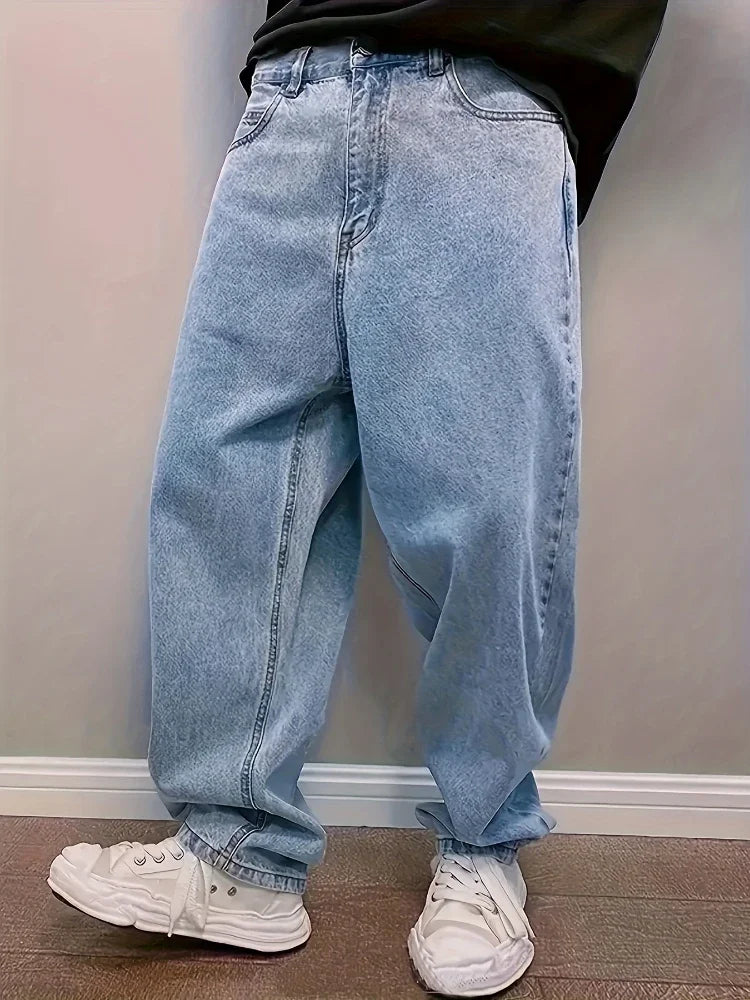 Plus Size 3XL Spring Autumn Baggy Jeans Men Fashion Oversize Casual
