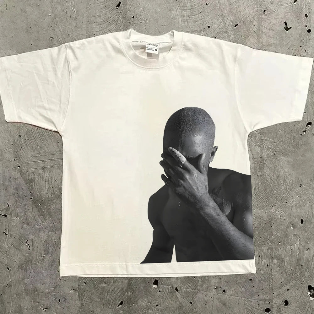 Rapper Frank Retro Graphic T Shirt Men's Hip Hop Ocean Album Clothing