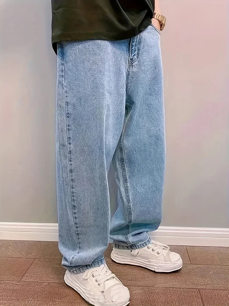 Plus Size 3XL Spring Autumn Baggy Jeans Men Fashion Oversize Casual