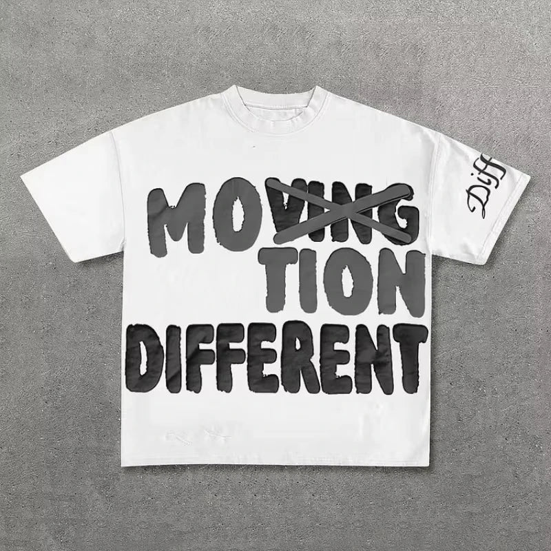 Vintage Motion Different Graphic 100% Cotton Short Sleeve T-Shirt Men