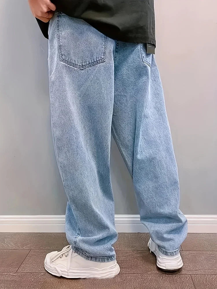 Plus Size 3XL Spring Autumn Baggy Jeans Men Fashion Oversize Casual